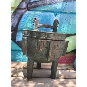 James Mont Verdigris Sytle 3-footed Metal Ice Bucket Taiwan Mid-Century Modern